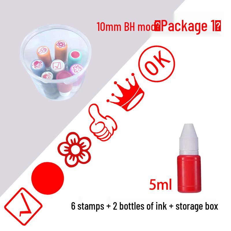 Children's Reward Stamp Set: Cartoon Teacher Small Red Flower Stamps for Kindergarten and Primary School