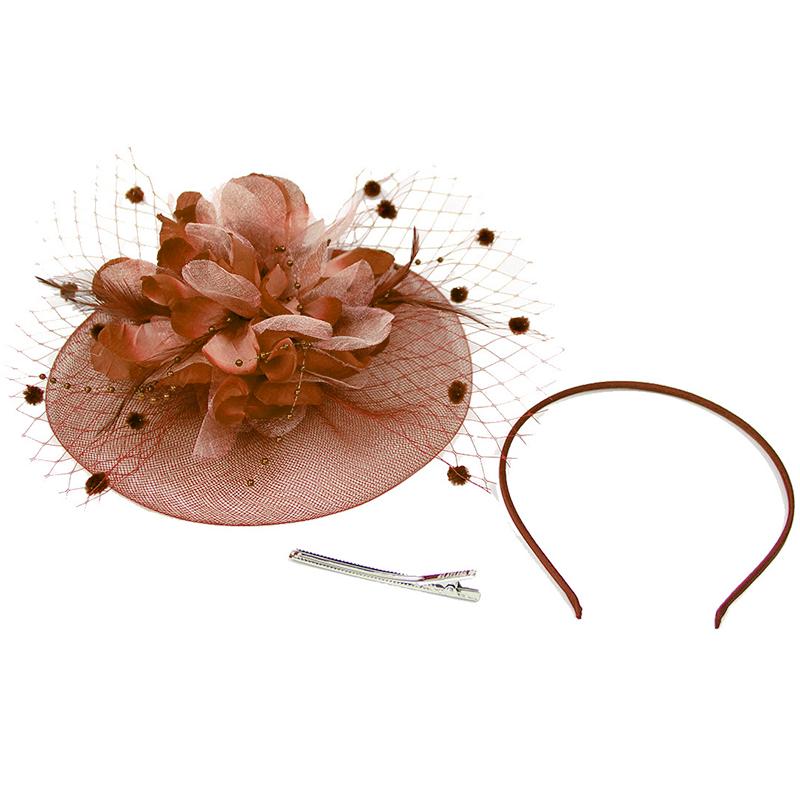 1 Stück Haaraccessoires Stilvolles Netz Damen Feder Hochzeit Teeparty Fascinator Hut Blume Haarspange