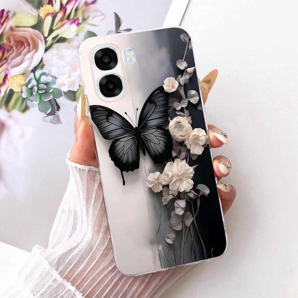 For OPPO A6X A6 A6T Pro 4G 5G Cute Flower Butterfly Cat Painted Case For Oppo A6 A6x A6T Pro 4G Soft Silicone TPU Phone Cases