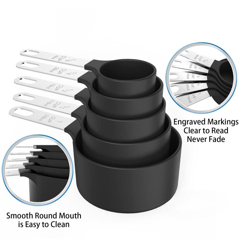 10 Pcs Measuring Cups & Spoons Sets Hot Selling Classic Stainless Steel Plastic Measuring Spoons Household Kitchen Baking Tools