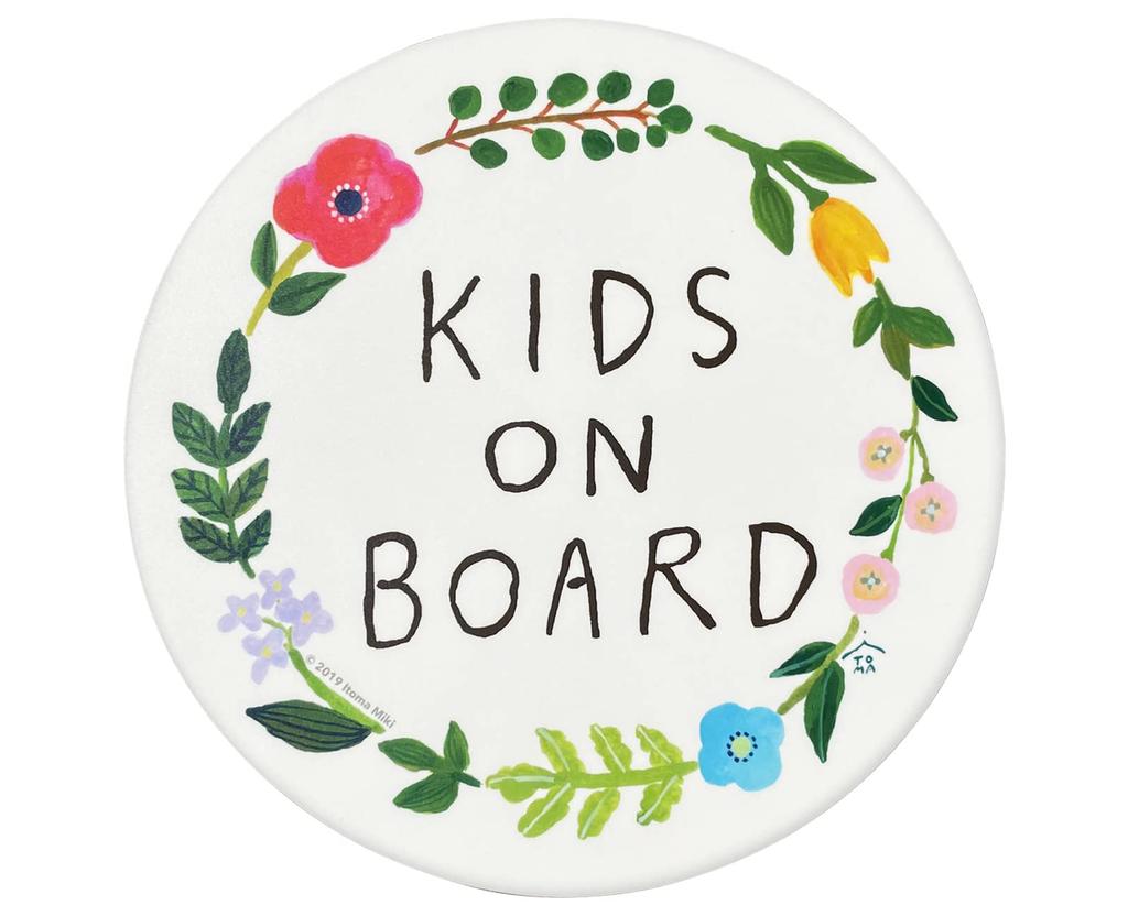 pienihoho Ito Maki Original Illustration Car Magnet KIDS ON BOARD 14cm Diameter Safety Sign Sign Wreath Illustration Series In-Road (Flower KIDS)
