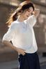 Blouse Summer Sleeve Puff Sleeve Top Crew Neck Loose Fit Body Covering Plain Jacket Feminine Cute Stylish Casual [H. zroy] Women's T-shirt 3/4