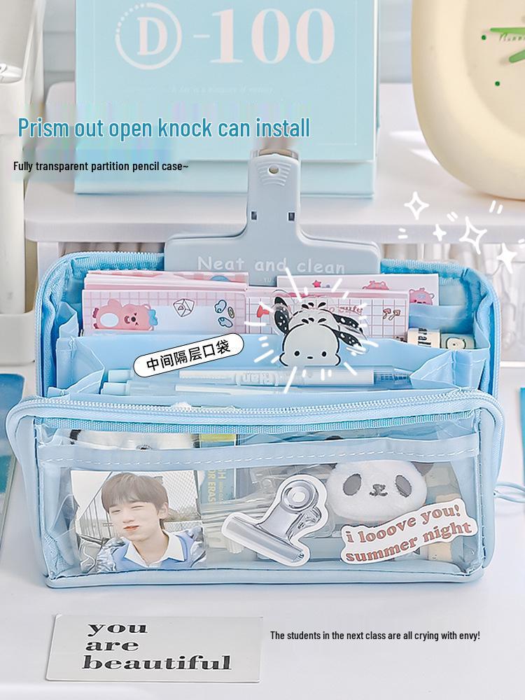 High-Capacity Pencil Case for Girls 2024 - Junior/Elementary School Stationery Bag