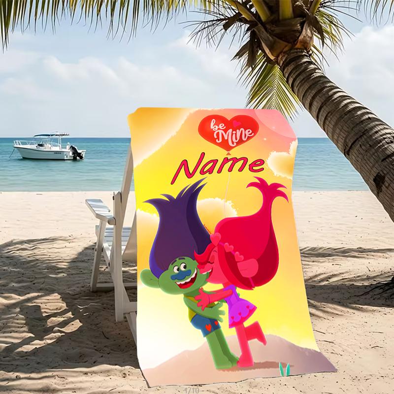 Customizable Personalized Beach Towels Trolls Themed designs.Suitable for the Beach, Yoga, Sports;ideal As Beach Accessories