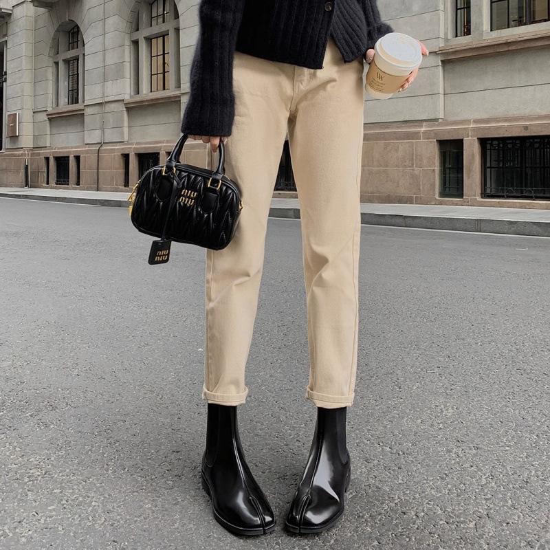 ! Shoes British leather pig's trotters split-toed thick heel Chelsea short boots women's Martin boots