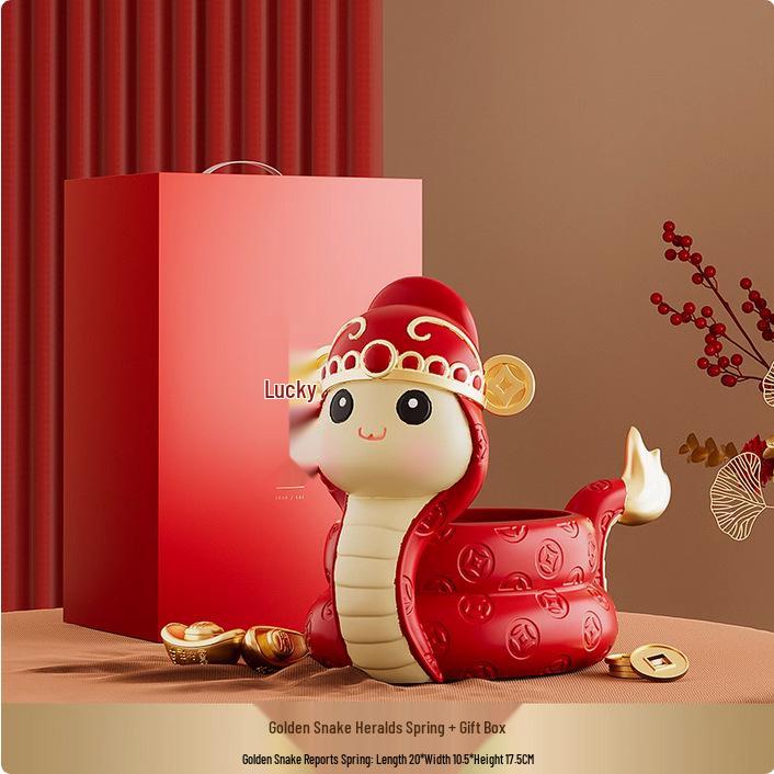 

2025 Year of the Snake Spring Festival Zodiac Mascot: Decorative Storage for Entrance Hall or Coffee Table