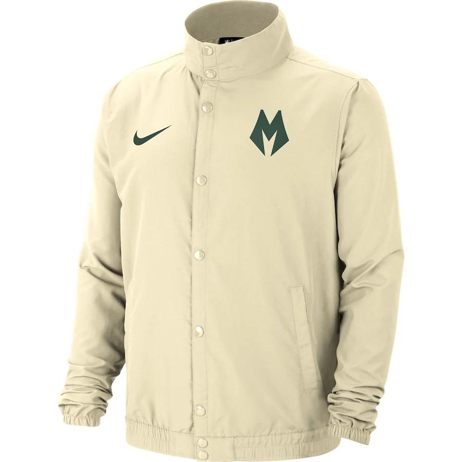 Nike Milwaukee Bucks Lightweight City Logo Fashion Comfortable Versatile Stand Collar Jacket Unisex Jacket Beige CD3066-280