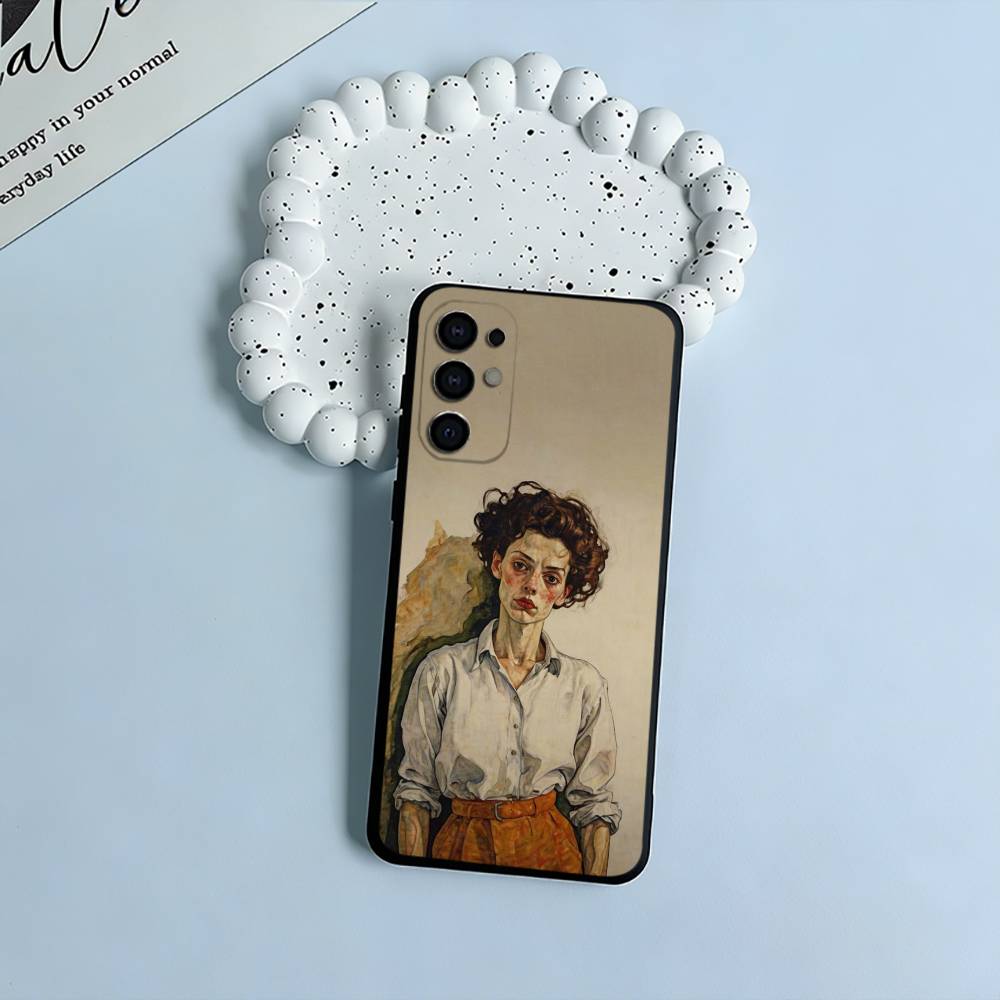 

E-Egon S-Schiele Black Soft Silicone Phone Case for Samsung S25, S24, S21, S22, S23, S30, Ultra, S20, Plus, FE, Lite Samsung S25Plus