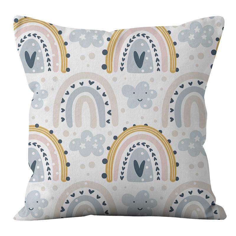 New Small and Fresh Rainbow Printed Pillowcase Home Petal Velvet Pillow Cushion Cover