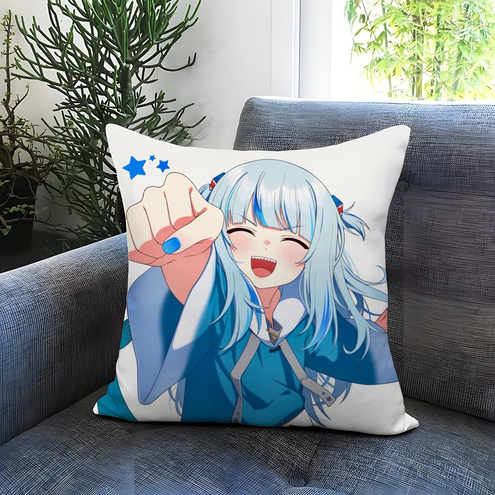 Cute G-Gawr Gura Cushion Cover Comfortable Reversible Pillow Cover Ideal for Car Sofa Bedroom & Beyond 30cmx30cm
