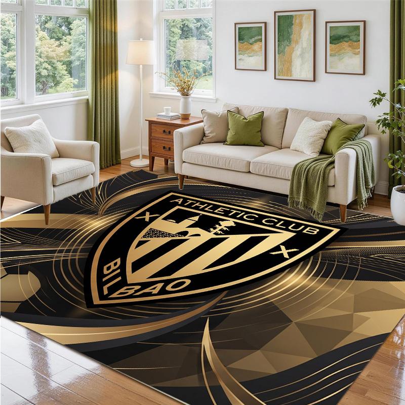 Athletic Bilbao Football Design Crystal Velvet Rug Soft Decorative Mat for Bedroom Entrance