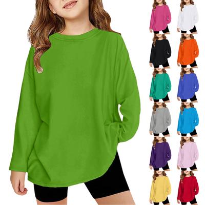 Boy And Girls Solid Color Long Sleeved T-shirt Round Neck Solid Color T-shirt