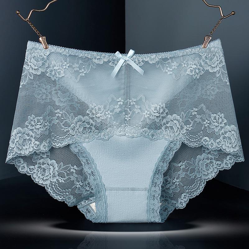 Antibacterial Seamless Mid-Waist Lace Panties