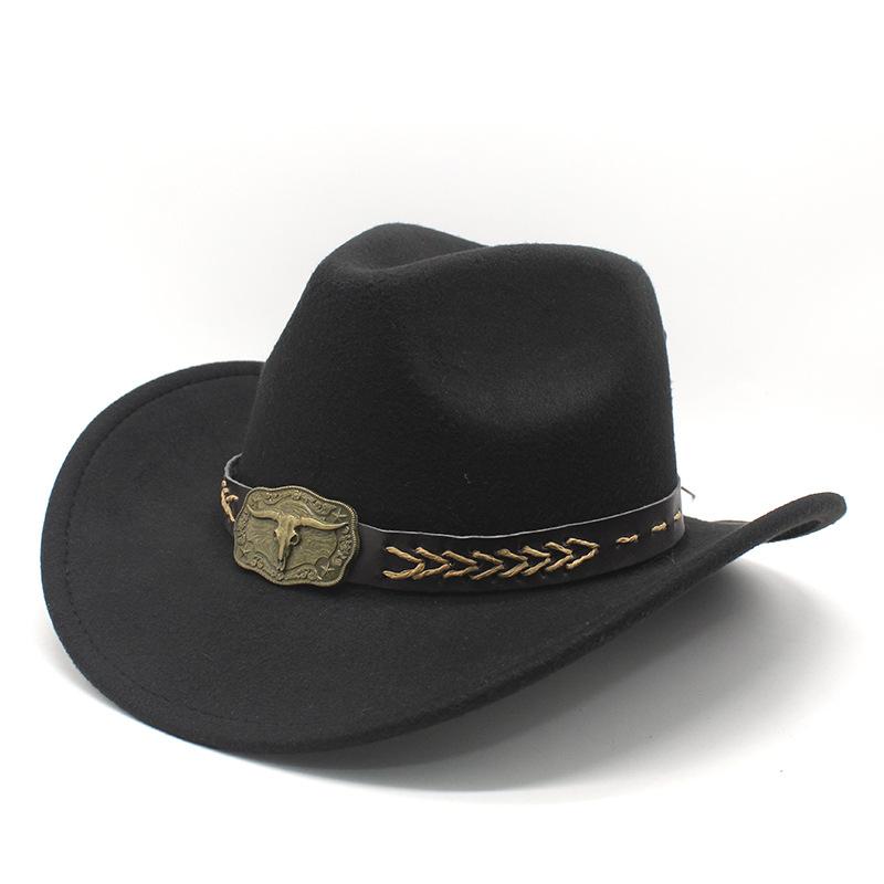 Ethnic Tibetan Style Western Cowboy Hat Top Hat Men'S And Women'S Felt Hat Rolled-Brim Jazz Hat Hat Tide