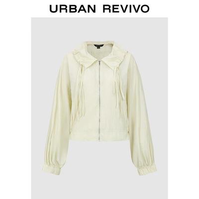 UR 2025 Fall Women's Ruffle Zipper Casual Jacket