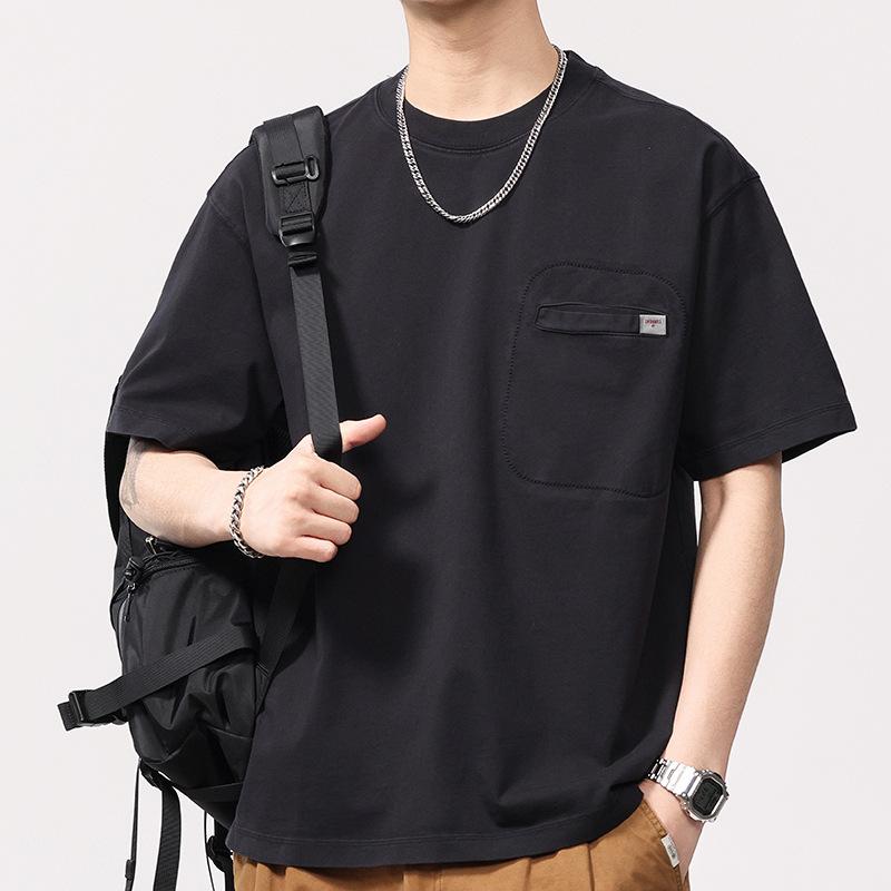 

Летняя тонкая японская ретро простая футболка с коротким рукавом для мужской футболки с круглым вырезом для короткого рукава 4XL