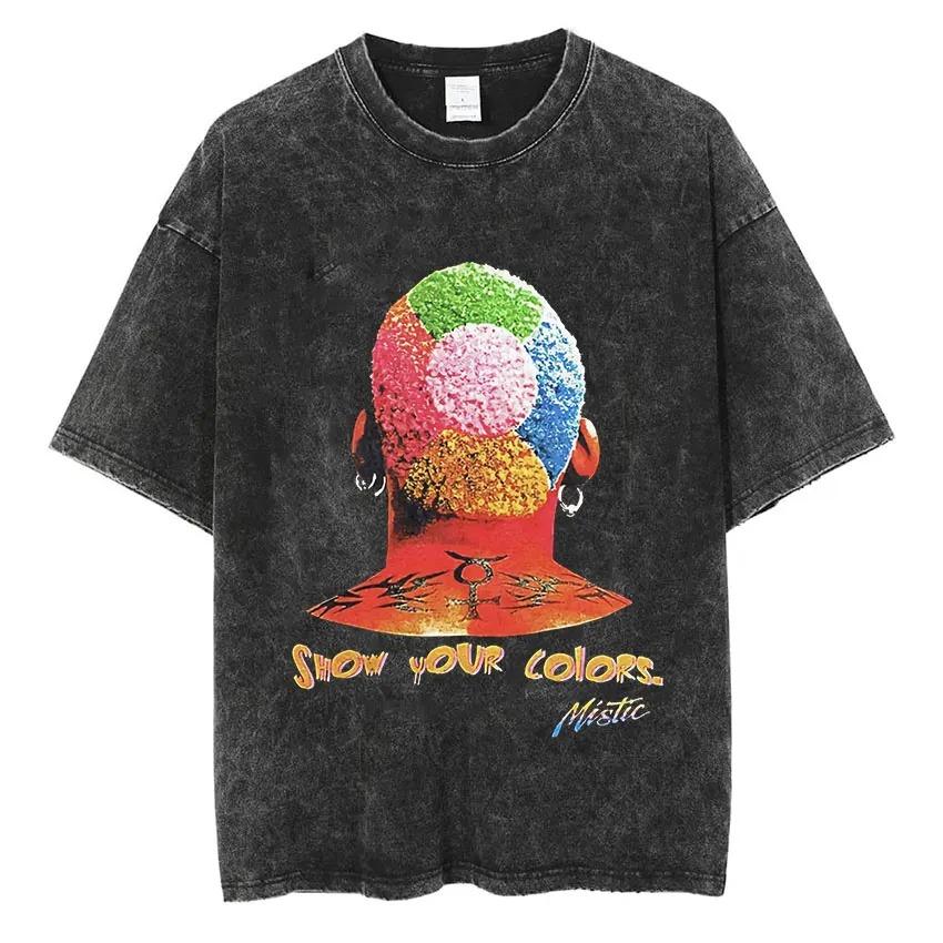 Dennis Rodman Basketbalové Grafické Tričko Pánské Vintage Prané Krátký Rukáv Trička Pánské Pánské Hip Hop Oversized Tričko Streetwear The Worm Tričko