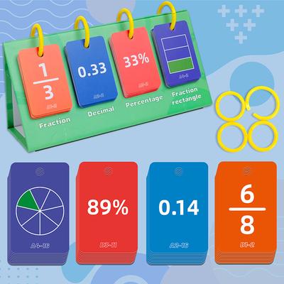 104Pcs Decimal Fraction Percentage Conversion Cards Table Model Education Card Thinking Cognition Training Kids Educational Toys