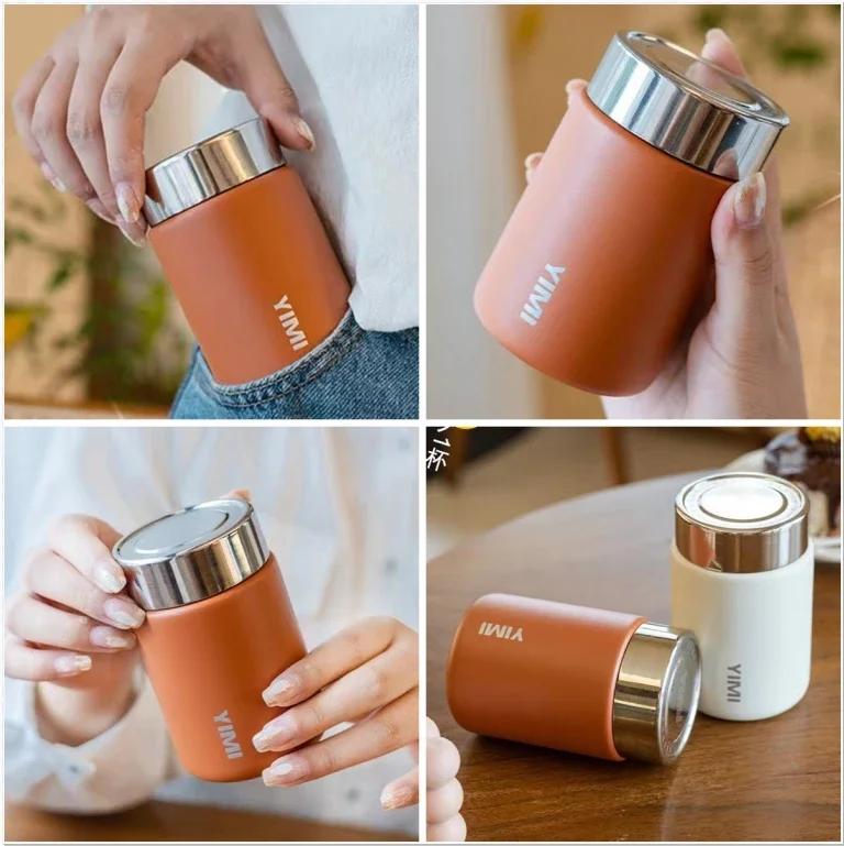 Mini Vacuum Insulated Thermos Coffee Cup, 316 Stainless Steel 230ml Leak-Proof Water Bottle for Travel, Camping, Office