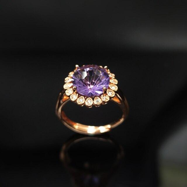 

Женское кольцо S925, серебро, позолота, инкрустация аметистом, мастерство резки, легкие роскошные яркие цветы, изысканные ювелирные изделия Resizable фиолетовый