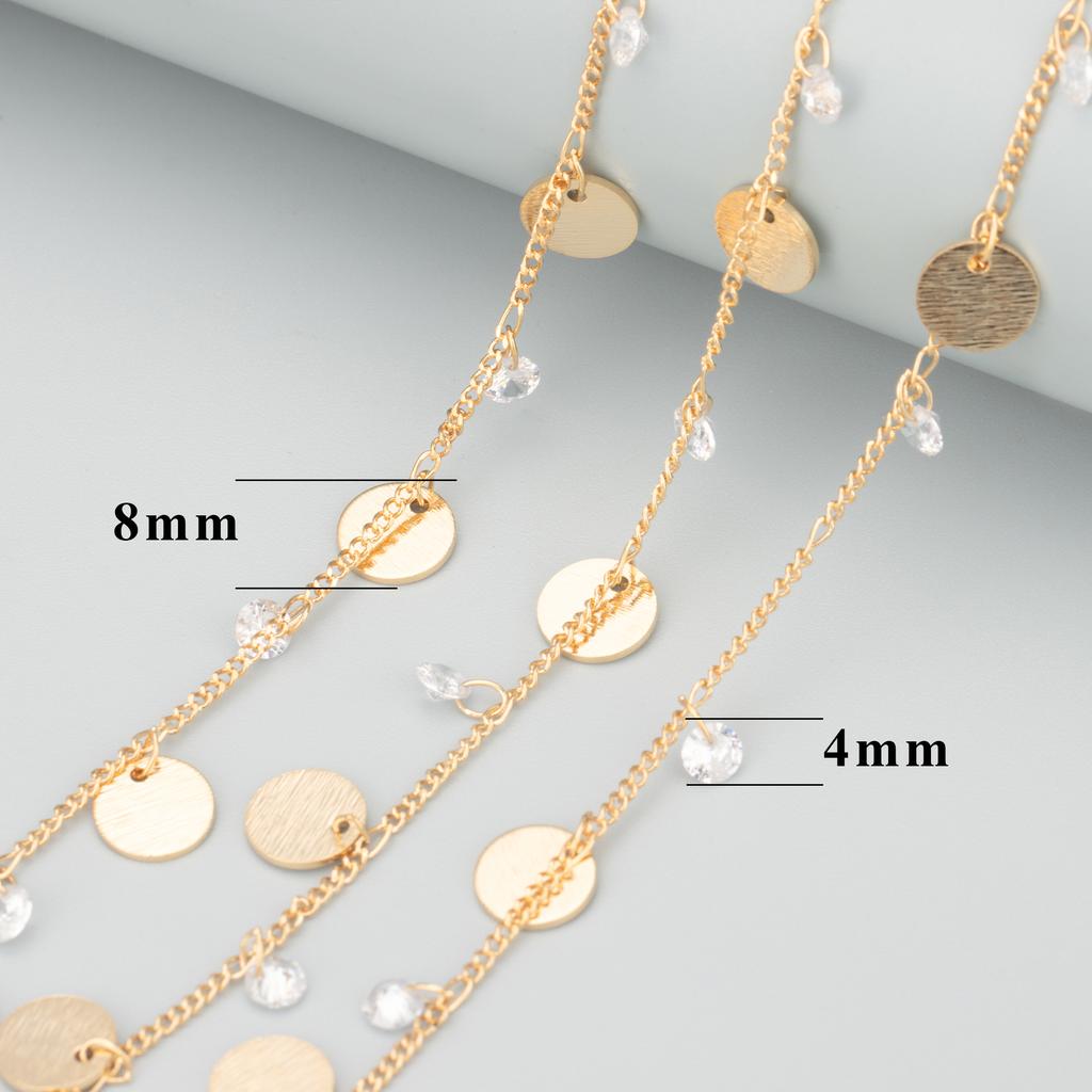 C67 1m/lot Necklace Tassel Chain Simple Style 18K Gold Plated Trendy Copper Zircons Jewelry Making Accessories