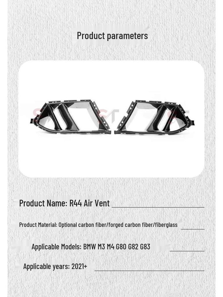 BMW M3/M4 G80/G82 R44 Style Carbon Fiber Front Bumper Air Vent Grille
