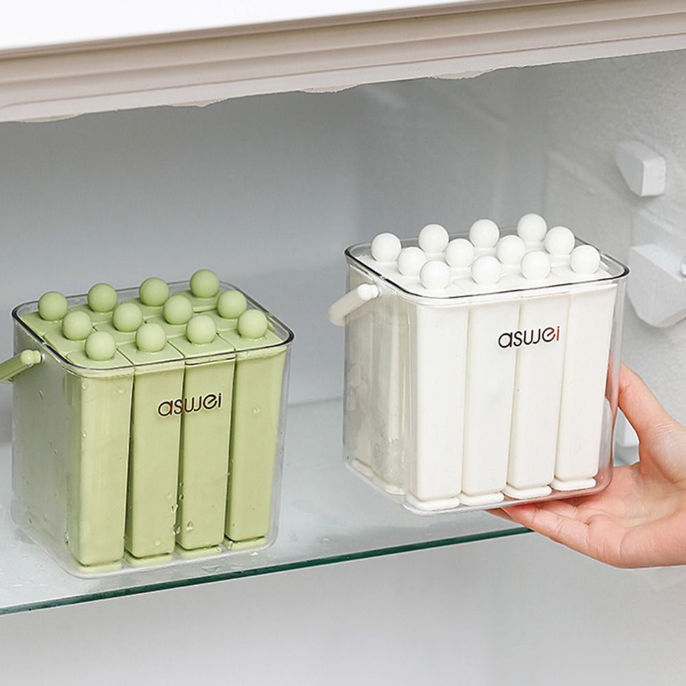 With Lid Old Popsicle Mold Silicone Frozen Ice Cream Molds New Long Bar Ice Tray for Freezer