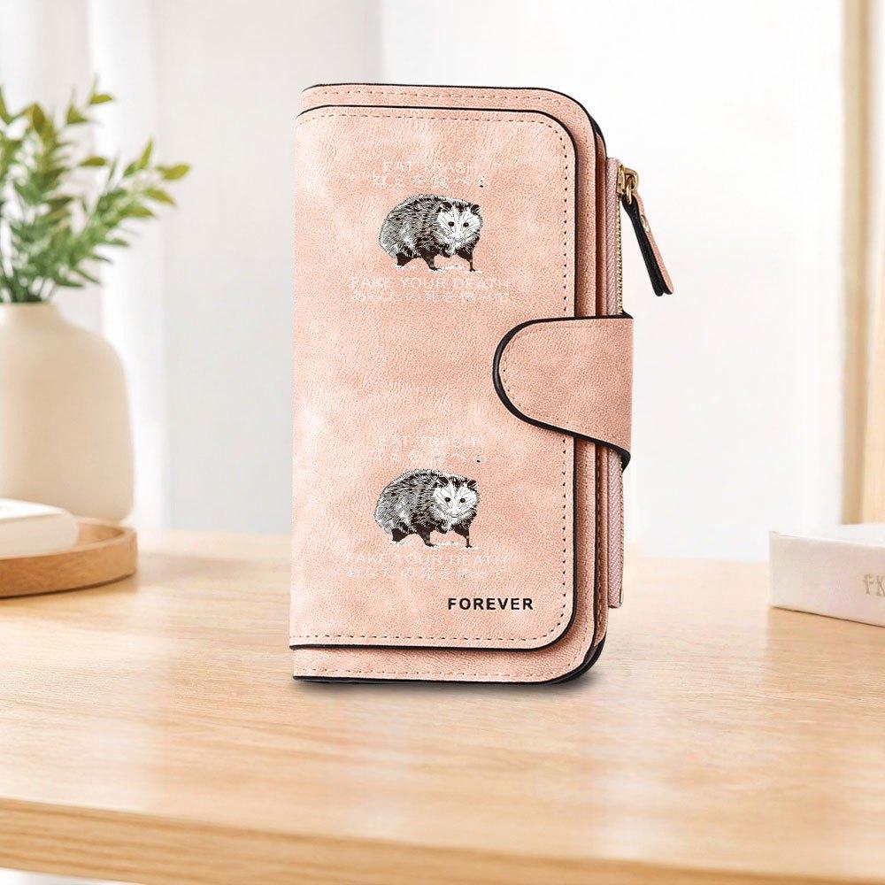 Possum Pattern Long Zipper Wallet, Large-capacity Card Holder, Unisex Clutch Bag, Stylish Zippered Coin Purse, Suitable for Daily Use, a Great Gift