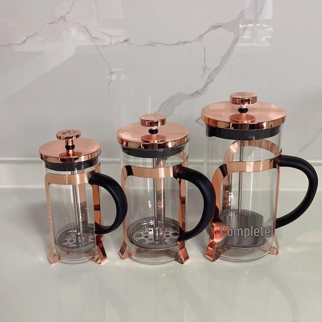 Heat-Resistant French Press Coffee Maker with Stainless Steel Filter & Bamboo Tea Infuser
