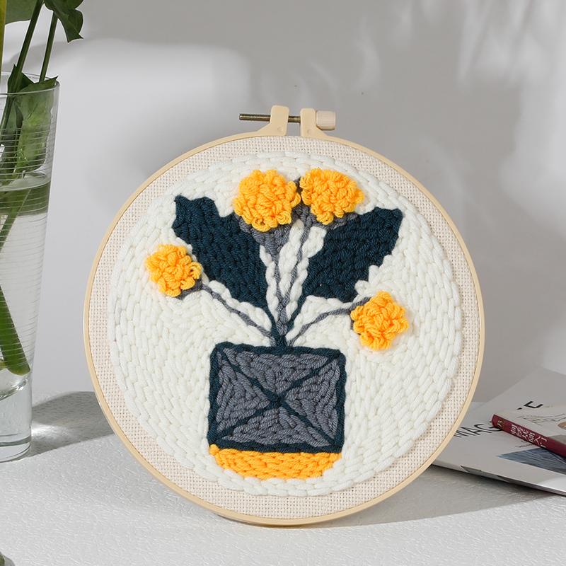 

Diy Punch Needle Embroidery Starter Kits Daisy Lily Floral Sewing Kit Funny Easy Punch Needle Kits For Beginner DIY Needlework