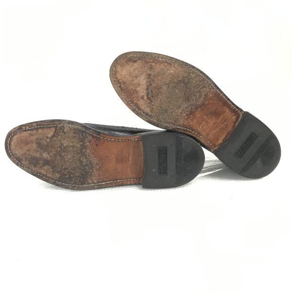 USED/60s-70s Vintage STUART HOLMES Goodyear Long Wingtip Shoes 27.5-28cm Black