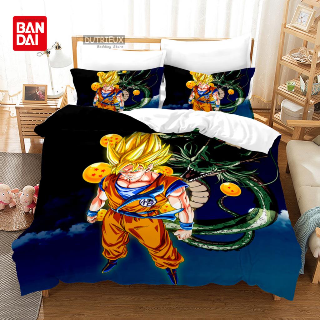 

Japanese Anime Dragon Ball Bedding Set Duvet Cover Goku Quilt Cover Pillowcase Double Queen King Size Kids Bedroom Home Textile 135x200cm
