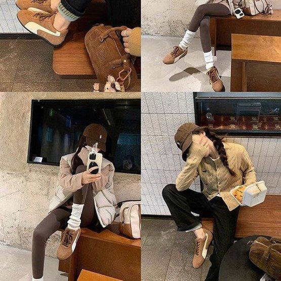 [Armano] Korean Blogger~ Retro Lace-Up Leather Low-Top Flat Casual Shoes Women's German Training Shoes Racing Shoes