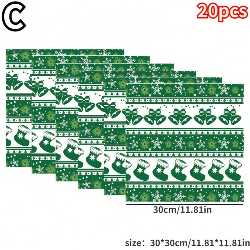 20 stuks Kerst Vetbestendig Voedsel Inpakpapier Anti-Olie Wrappers voor Sandwiches Hamburgers Gefrituurde Kip Tray Liners