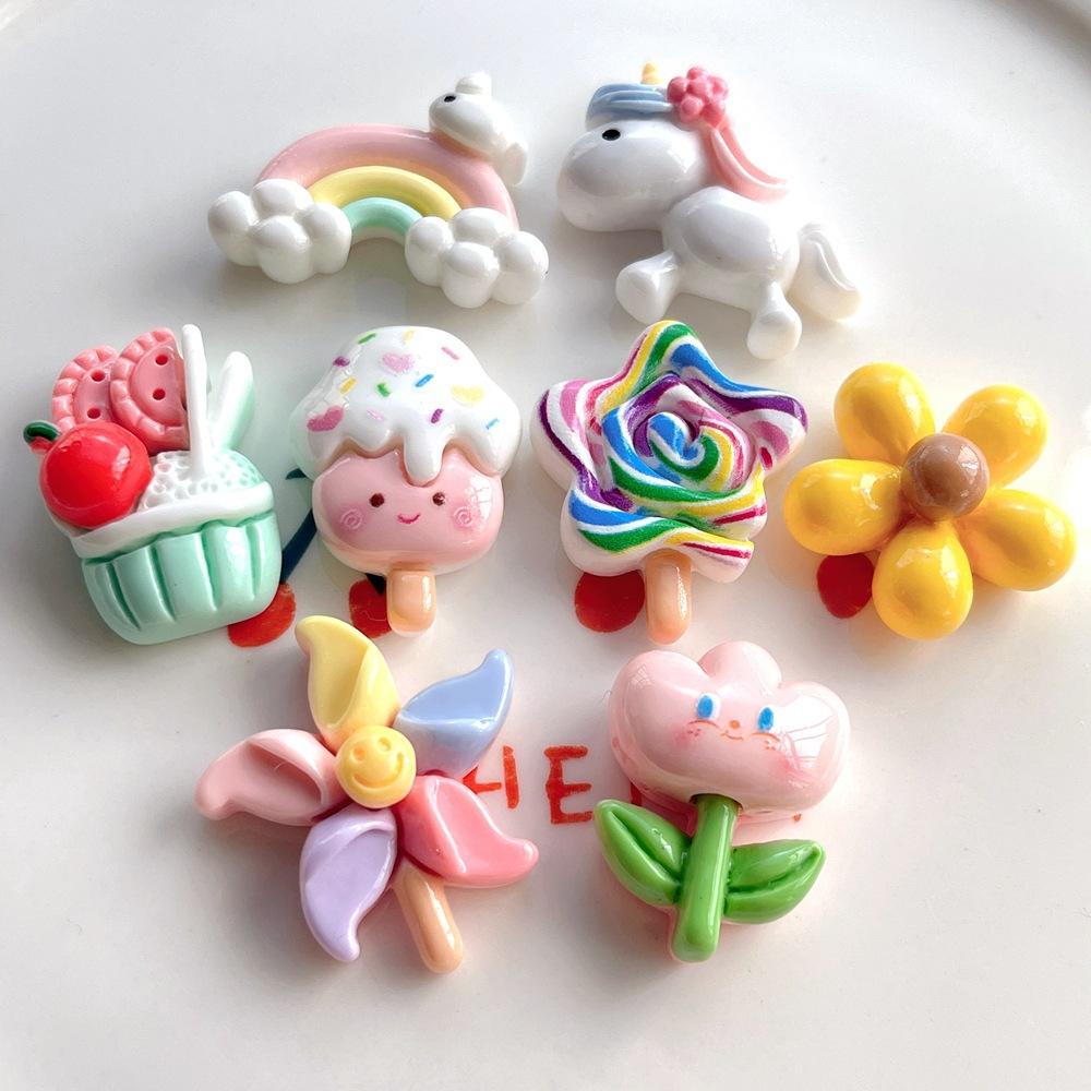 Diy Making Jewelry Cartoon Rainbow Unicorn Flower Resin Components For Cream Glue Phone Cases Headbands Water Cups Orna Shoe