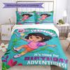 Dora Explorer Bedding Set Breathable Duvet Cover with Pillowcases Decorative Bed Linen for Bedroom Home Decoration Birthday Gift