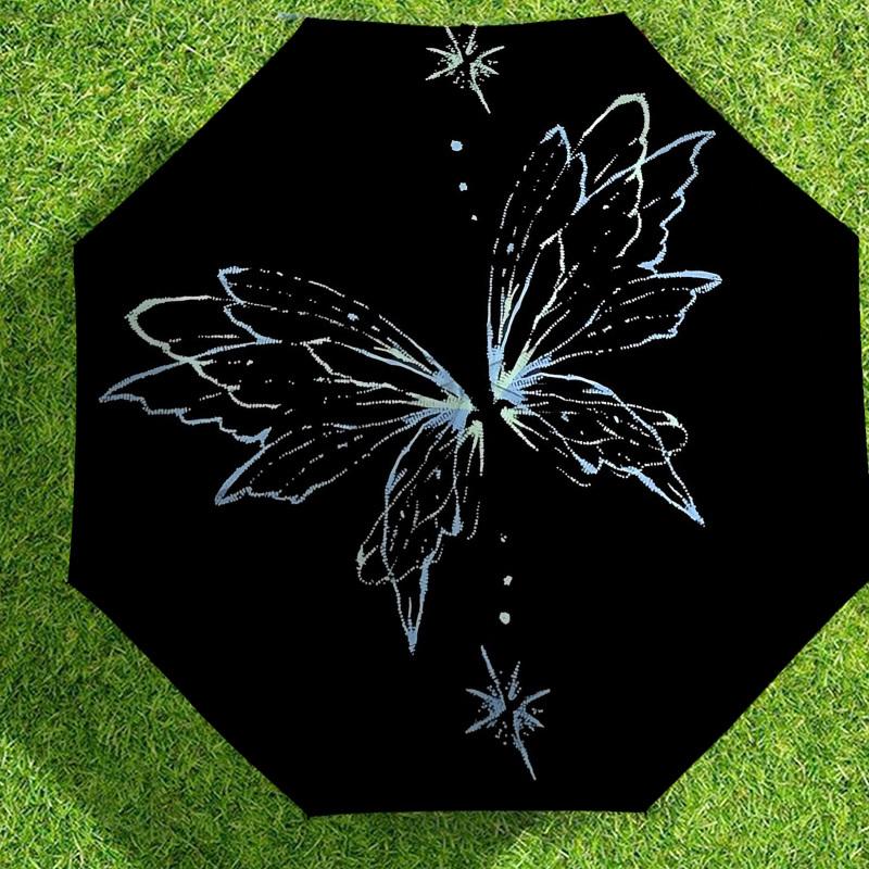 1pc Fairy Wings Star Automatic Folding Umbrella 8 Rib Iron Frame,  Suitable for Travel, Daily Use, Birthday, Women & Men Gift c1231049