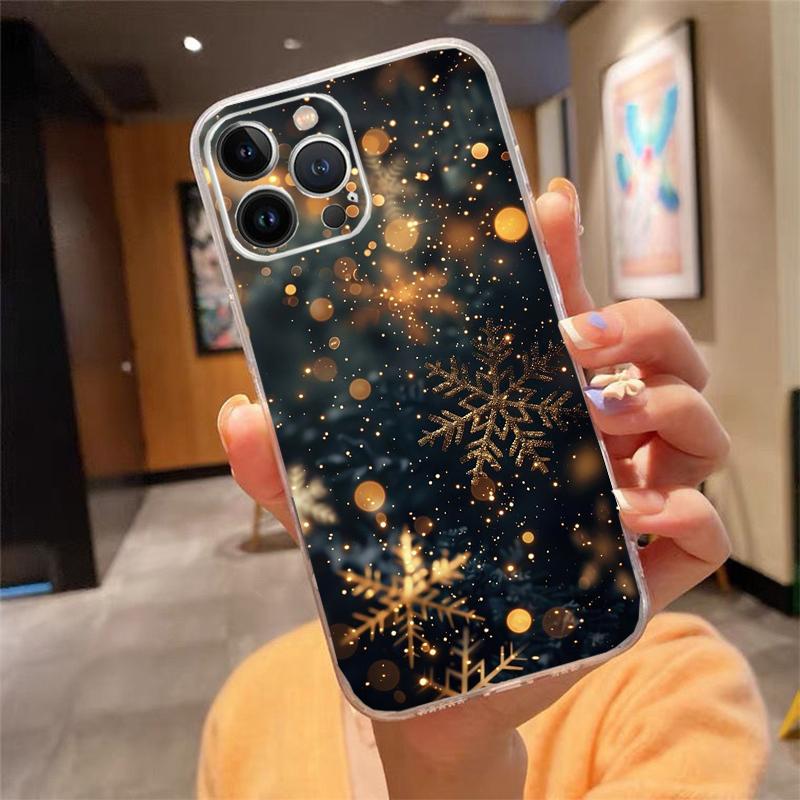 Winter Christmas Snowflake Phone Case Carcasa Funda For iPhone 17 Pro Max Air 16 15 14 13 Pro Max 15 16 Pro 15Plus Case