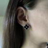 Silver Earrings with Natural Onyx, Cubic Zirconia (60002201)