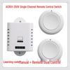 220V Single-Circuit Remote Control Switch with Manual Button for Lamp/Appliance