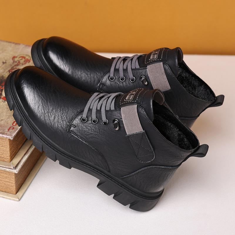 Martin boots winter velvet thickened high-top casual leather shoes business shoes warm cotton shoes