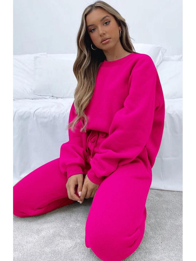 European Winter Women's Printed Hoodie & Pants Set