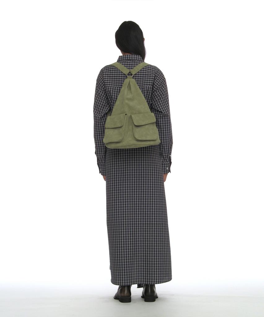 Partimento Woman Sleeve-Tie Shirt Maxi Dress_Navy Check