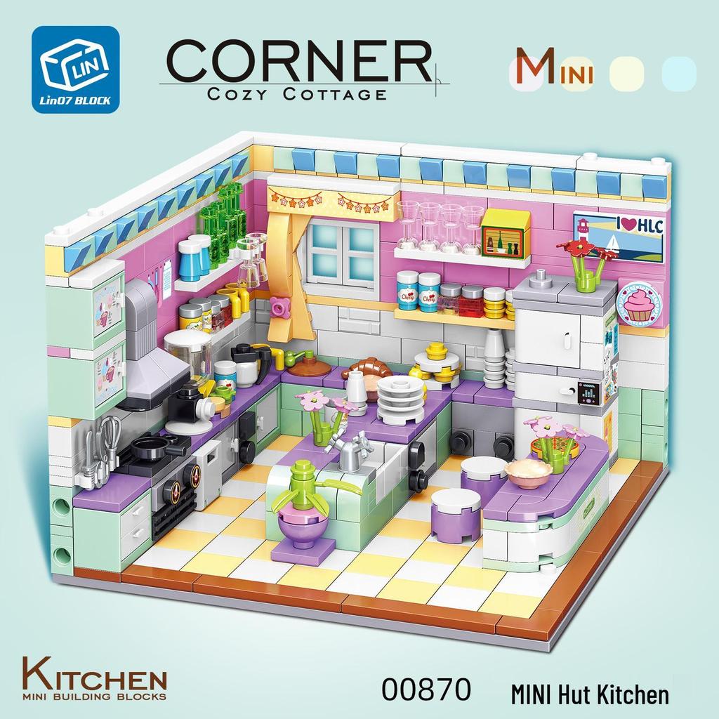 Zhegao Mini House Street View Kitchen Blocks: Creative Educational Toys Compatible with Lego for Girls.