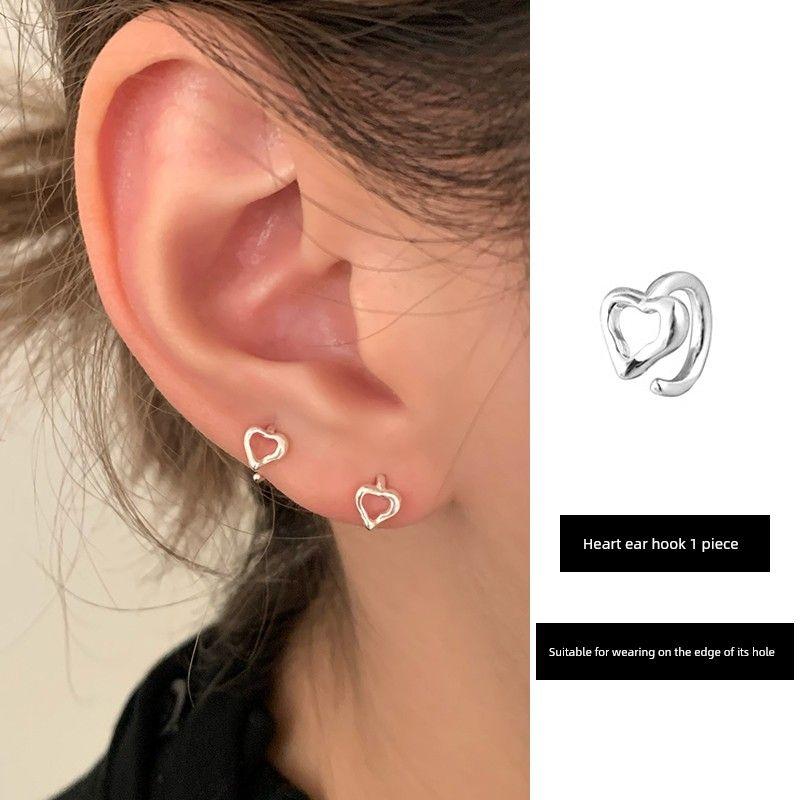 

American Limited | Ringring Store S925 Sterling Silver Stud Earrings Niche Style Ear-Caring Beautiful Ear Hook Women s Earrings Heart ear hook 1 piece