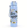 1PC Bee Happy Floral Letter 750ml Color Plastic Sports Water Bottle Leakproof Flip Straw Lid For Sports Office Home Use