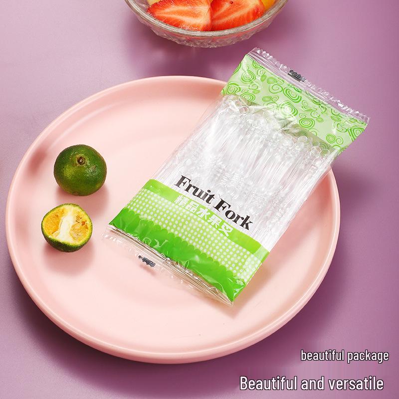 Individually Packaged Bamboo Fruit Forks - Disposable, Thickened, and Durable for KTV, Bar, and Cake Use