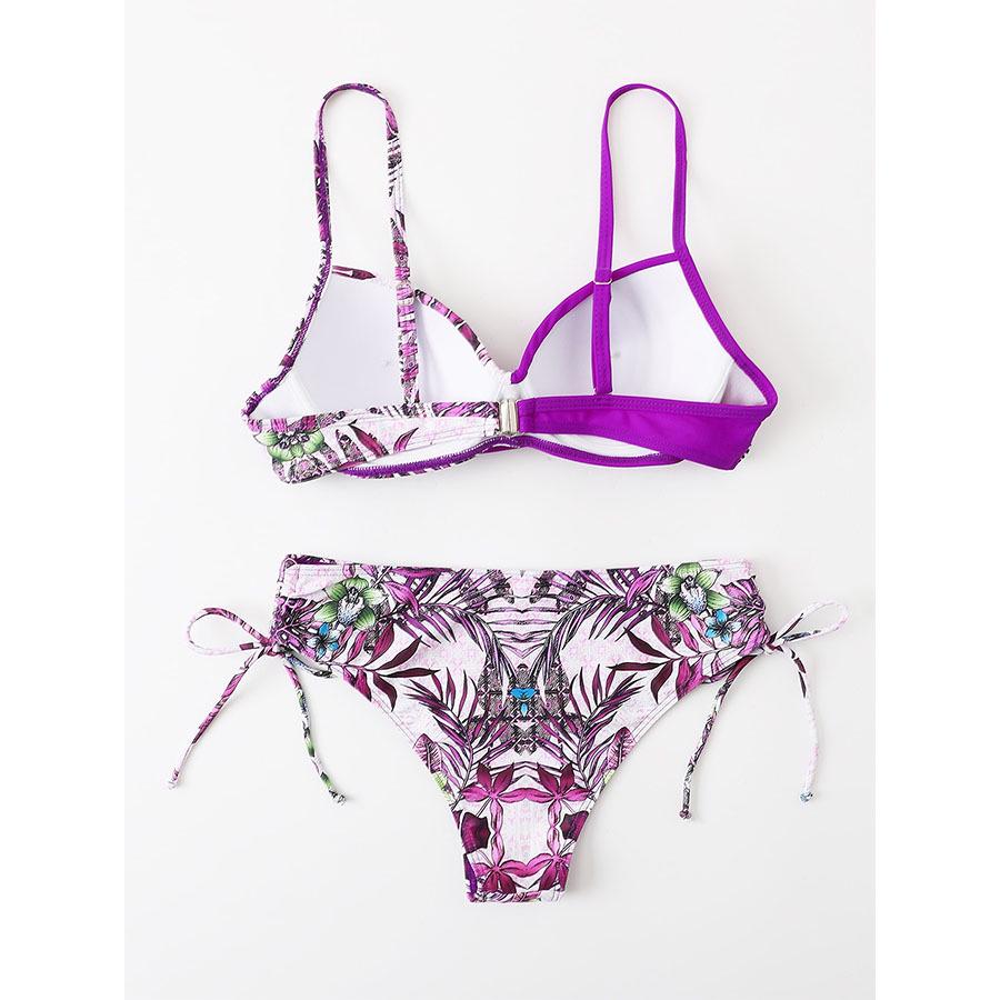 Sexy European and American Hard Cup Underwire Bikini Swimsuit for Women