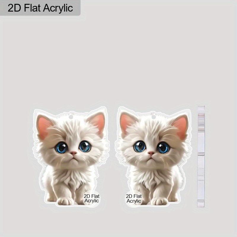 2D Flat Cat Dangle Earrings for Women Cute Cartoon Animal Drop Dangling Earrings Acrylic White Cat Flower Earrings Hallowmas Jewelry