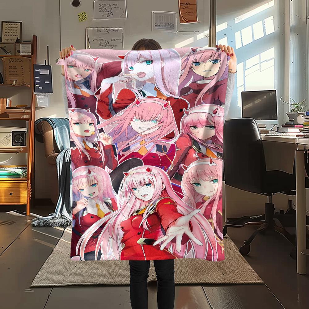 1PC DARLING In the FRANXX Zero Two Print Flannel Blanket, High Quality All Seasons, Home Decor, Warmth and Comfort, Perfect for Christmas Gifts